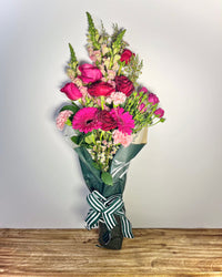 Pink and Red Wrapped Presentation Bouquet