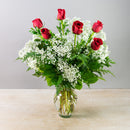 Half Dozen Red Roses Arranged