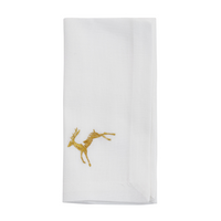 Embroidered Gold Reindeer Napkin