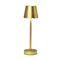 LED Cordless Table Lamp with Scalloped Edge Shade - Gold