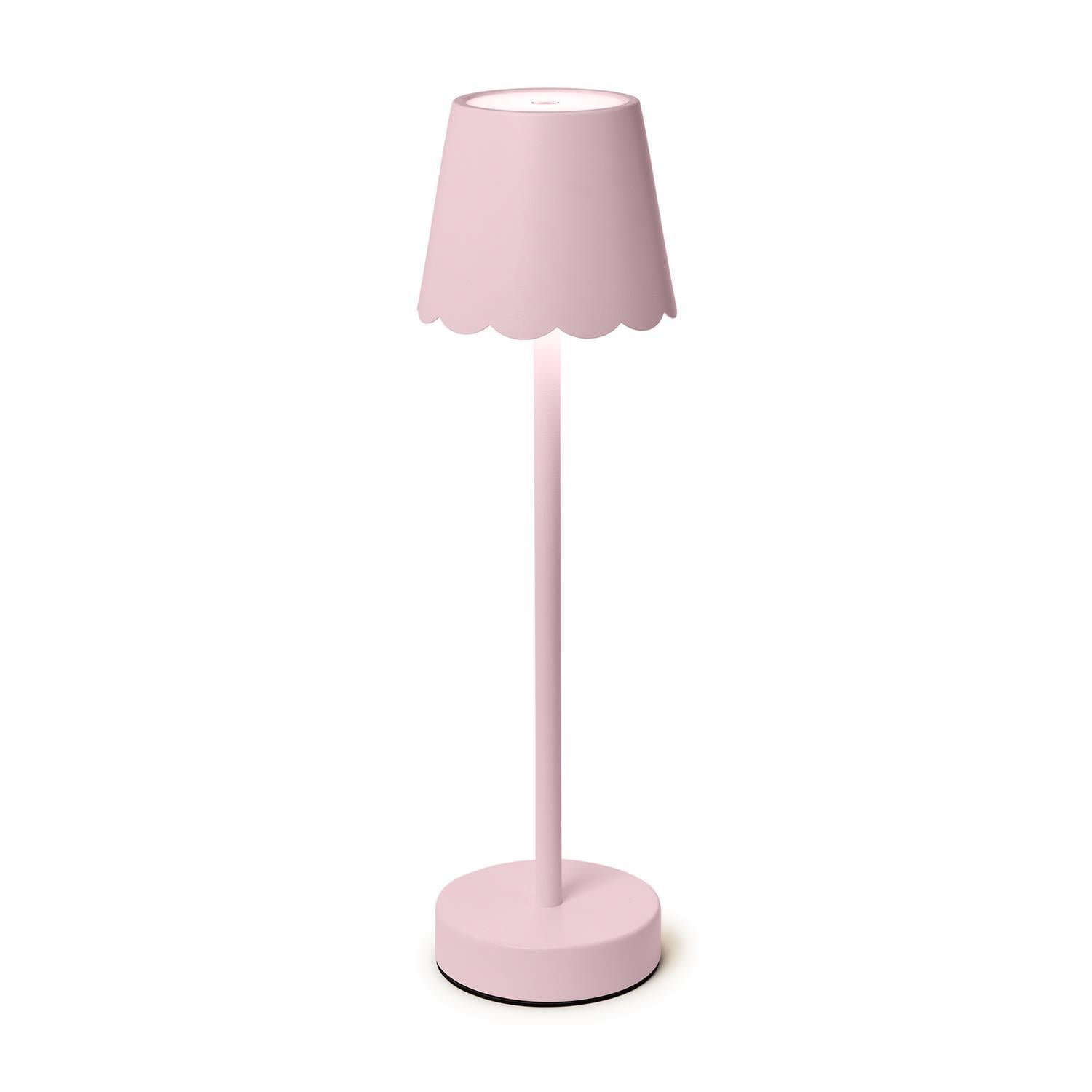 LED Cordless Table Lamp with Scalloped Edge Shade - Pink