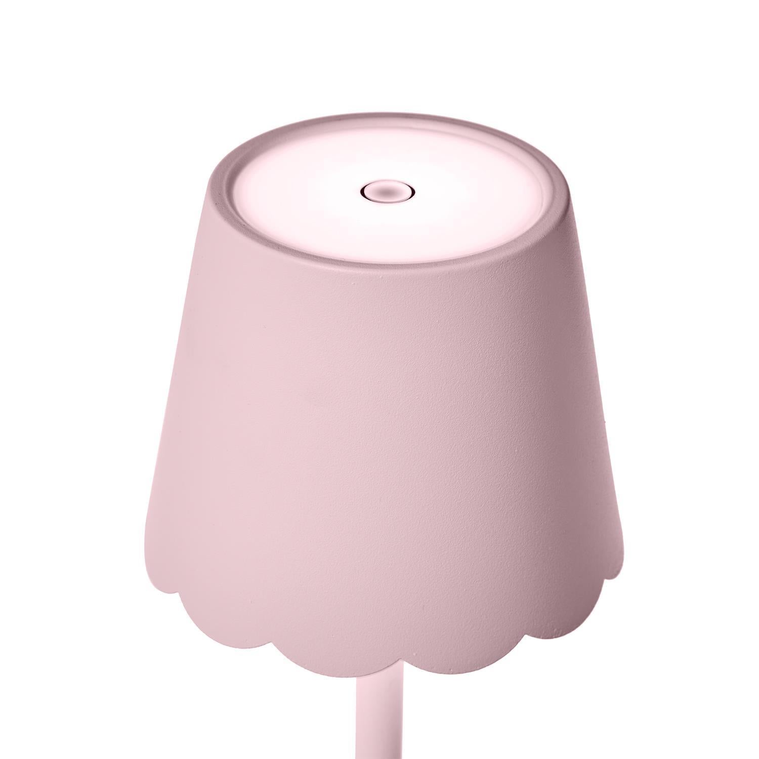 LED Cordless Table Lamp with Scalloped Edge Shade - Pink