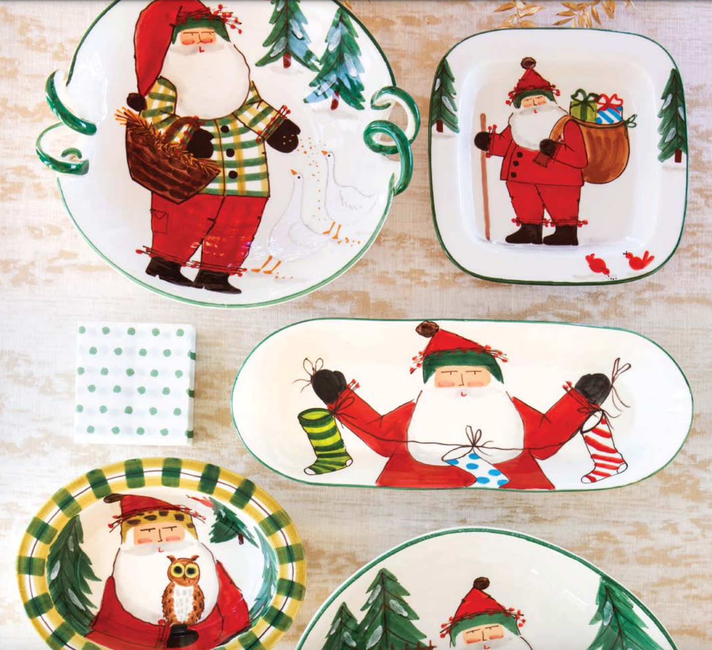 VIETRI Old St. Nick Handled Square Platter