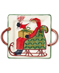 VIETRI Old St. Nick Handled Square Platter