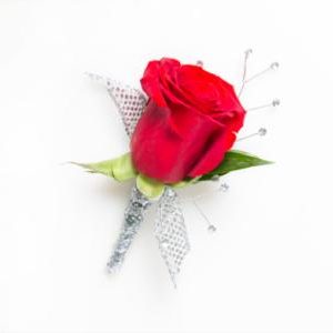 Rose Boutonniere with Rhinestones