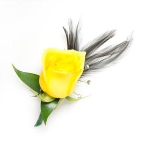 Rose Boutonniere with Feathers